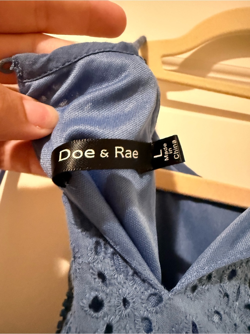 Doe & Rae Blue Eyelet Halter-Style Tank - Picture 4 of 4